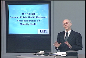Victor J. Schoenbach, PhD, Principal Investigator, Minority Health Project, UNC-SPH, introducing the videoconference.